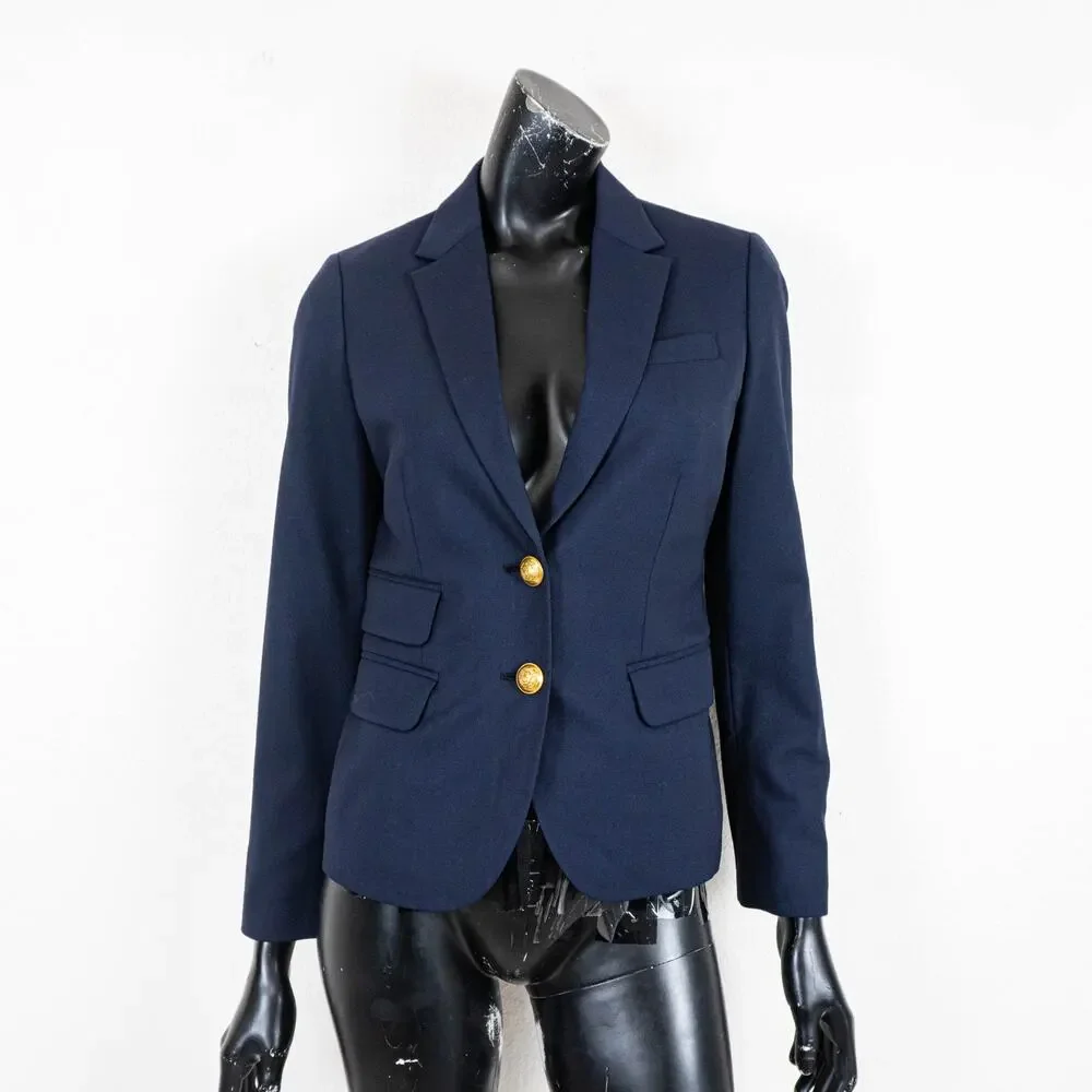 J.Crew Dalton Blazer Jacket Navy Italian Stretch wool Tollegno 1900 size 2